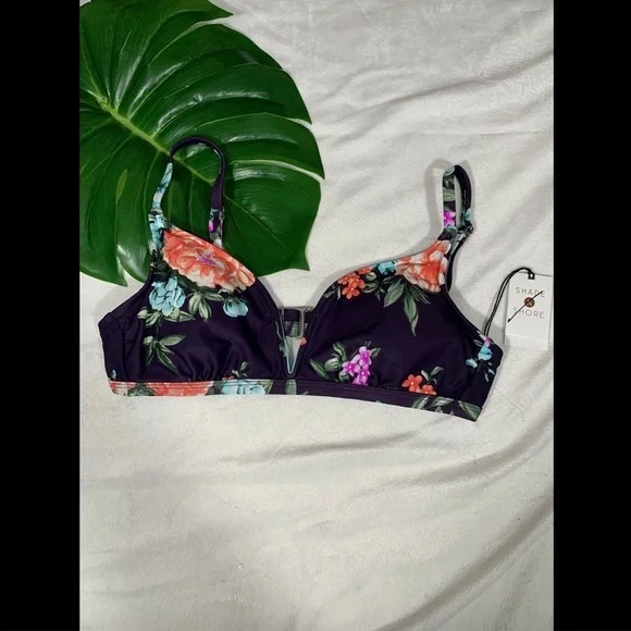 NWD‎ $20 Shade & Shore V Wire Floral Bralette Bikini Top [ SZ Medium ] #3288 - Picture 3 of 12